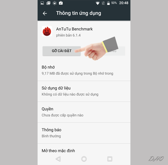 Chọn gỡ cài đặt
